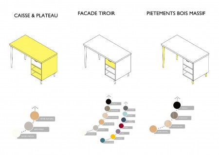 Bureau Agathe 1 tiroir et 1niche